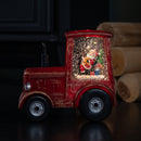 15cm Battery Operated Light up Christmas Tractor Water Spinner with Santa and LEDs