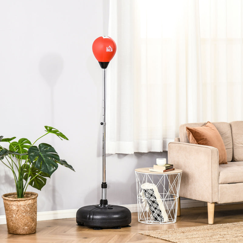 HOMCOM Punching Bag with Stand Boxing Bag Set with Adjustable Height Red