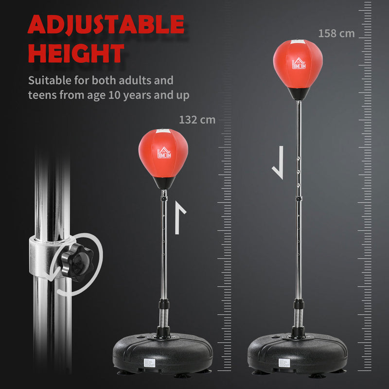 HOMCOM Punching Bag with Stand Boxing Bag Set with Adjustable Height Red