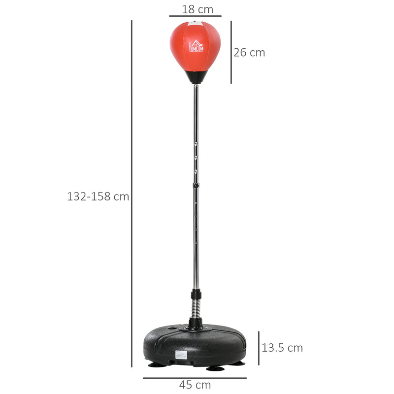 HOMCOM Punching Bag with Stand Boxing Bag Set with Adjustable Height Red