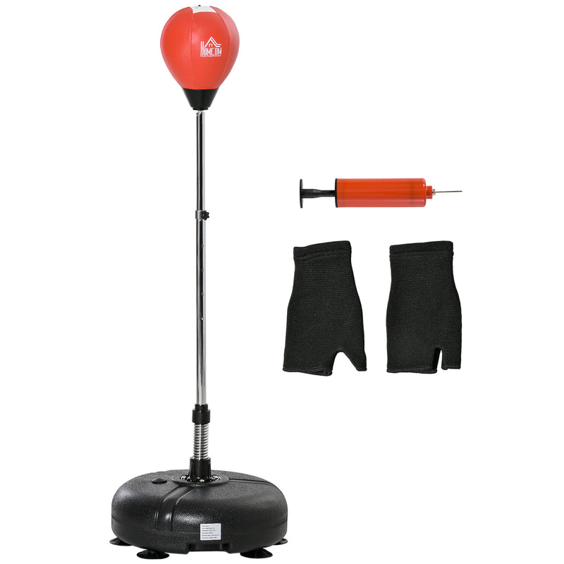 HOMCOM Punching Bag with Stand Boxing Bag Set with Adjustable Height Red