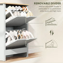 HOMCOM 12-Shoe Storage Cabinet 4 Shelves 2 Drawers Tabletop