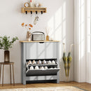 HOMCOM 12-Shoe Storage Cabinet 4 Shelves 2 Drawers Tabletop