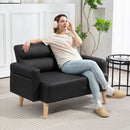 HOMCOM 2 Seater Sofa Settee, Modern Faux Leather Couch with Wood Legs