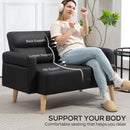 HOMCOM 2 Seater Sofa Settee, Modern Faux Leather Couch with Wood Legs