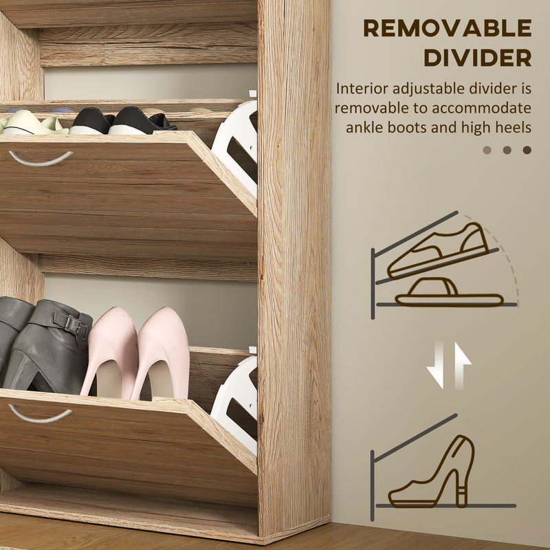 HOMCOM Slim Shoe Storage Cabinet with 3 Flip Drawers for 12 Pair of Shoes