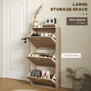 HOMCOM Slim Shoe Storage Cabinet With 3 Flip Drawers For 12 Pair Of Shoes