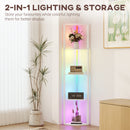 HOMCOM RGB LED Floor Lamp with Shelves and Remote Control for Living Room