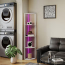 HOMCOM RGB LED Floor Lamp with Shelves and Remote Control for Living Room