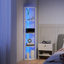 HOMCOM RGB LED Floor Lamp with Shelves and Remote Control for Living Room