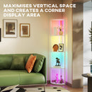 HOMCOM RGB LED Floor Lamp with Shelves and Remote Control for Living Room