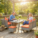 Outsunny 5Pcs Rattan Dining Corner Sofa Set, Garden Furniture Set, Orange