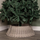 48/70cm Samuel Alexander Large KD Plastic Wicker Rattan Woven Christmas Tree Skirt in Grey