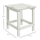 Outsunny Square Coffee Table, HDPE Side Table for Porch, Garden, White