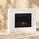 HOMCOM 1000W/2000W Inset Electric Fire and Mantel Reach up to 30 mÂ², White