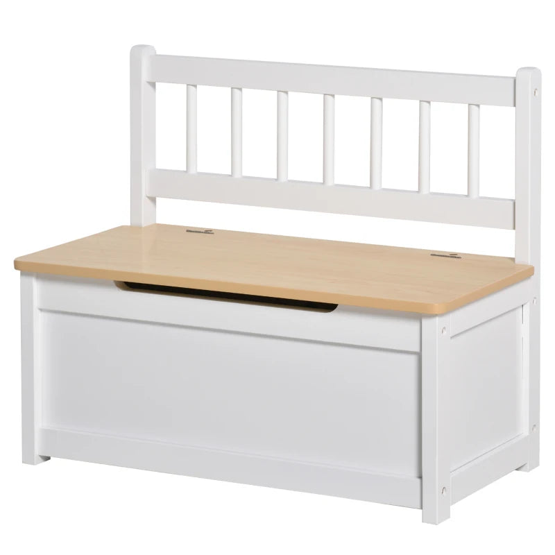HOMCOM 2 In 1 Wooden Toy Box, Seat Storage Bench - White