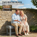 Outsunny Wooden Garden Bench, 2 Seater Slatted Outdoor Bench, Grey