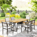 Outsunny Wooden Garden Table for 6 with 5cm Parasol Hole for Balcony Terrace