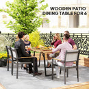 Outsunny Wooden Garden Table for 6 with 5cm Parasol Hole for Balcony Terrace