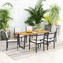 Outsunny Wooden Garden Table for 6 with 5cm Parasol Hole for Balcony Terrace