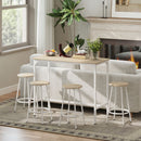 HOMCOM 5 Piece Bar Table And Stools Set With Metal Frame Natural Wood