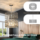 HOMCOM Flush Mount Ceiling Light, 3-Light Crystal Chandelier For Living Room