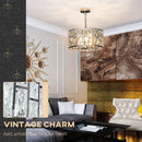 HOMCOM Flush Mount Ceiling Light, 3-Light Crystal Chandelier For Living Room