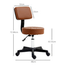 HOMCOM Adjustable Swivel Salon Chair Padded Seat Back 5 Wheels Brown