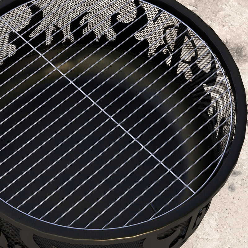 Outsunny 61.5cm 2-In-1 Outdoor Fire Pit & Firewood BBQ Garden Cooker Heater