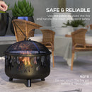 Outsunny 61.5cm 2-In-1 Outdoor Fire Pit & Firewood BBQ Garden Cooker Heater
