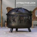 Outsunny 61.5cm 2-In-1 Outdoor Fire Pit & Firewood BBQ Garden Cooker Heater