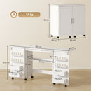 HOMCOM Folding Sewing Table with 2 Magnetic Doors, Storage Shelf, White