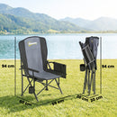 Outsunny Camping Chair Padded with Side Pocket Black