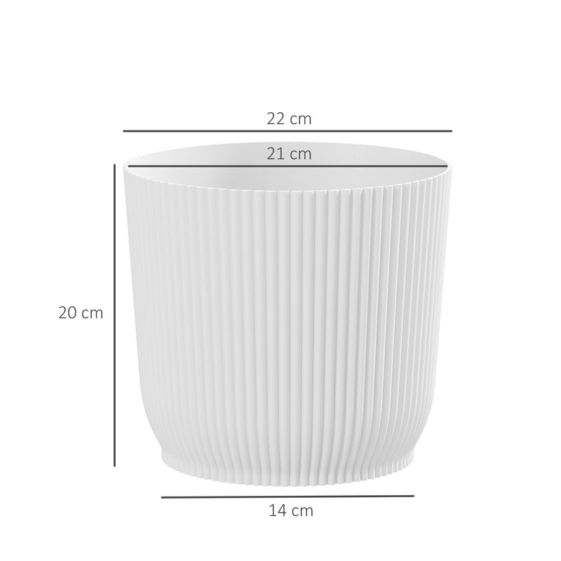 Outsunny Set Of 2 Round Plant Pots Outdoor 22cm For Garden, White
