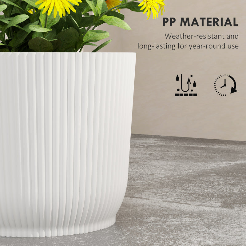 Outsunny Set Of 2 Round Plant Pots Outdoor 22cm For Garden, White