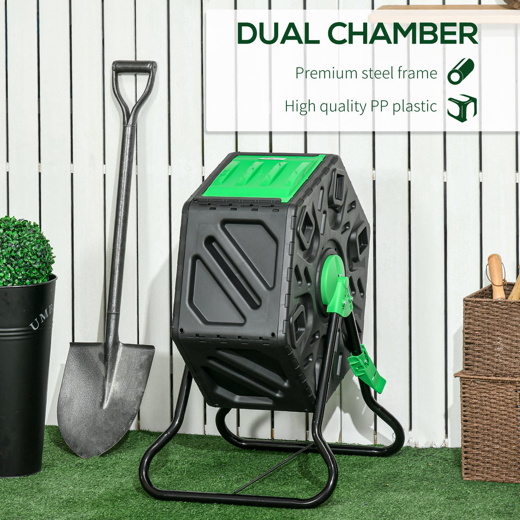 Rotating Composter Picture Outsunny 65L Garden Compost Bin, Barrel Rotating Composter with Steel