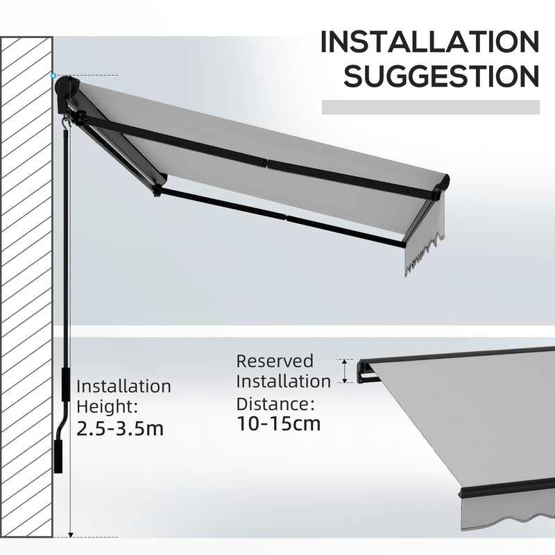 Outsunny 3 x 2m Electric Retractable Awning, Aluminium Frame, Light Grey