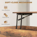 HOMCOM Industrial Lift Top Coffee Table With Storage Shelf Rustic Brown