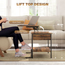 HOMCOM Industrial Lift Top Coffee Table With Storage Shelf Rustic Brown