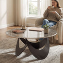 HOMCOM Coffee Table Sintered Stone Top Brown And Black