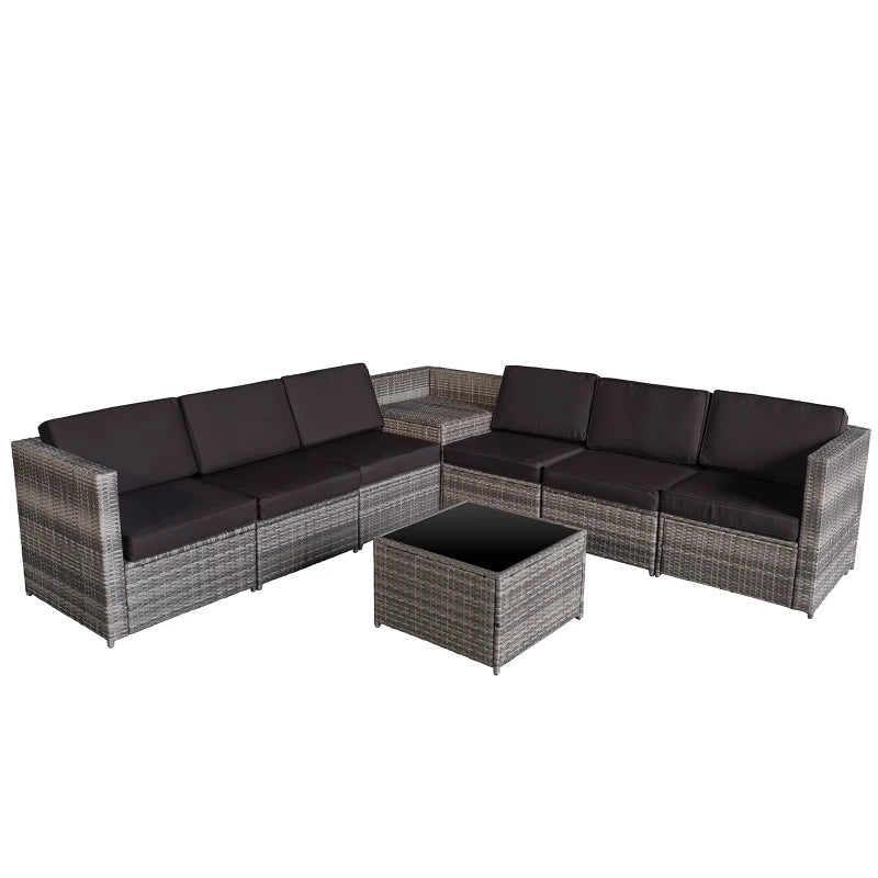 Outsunny Patio Rattan Sofa Set  6 Seater - Grey