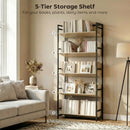 HOMCOM Bookcase Anti-Slip Design 5-Tier Oak