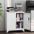 HOMCOM Lockable Metal Filing Cabinet, 2-Tier Storage Cupboard, White