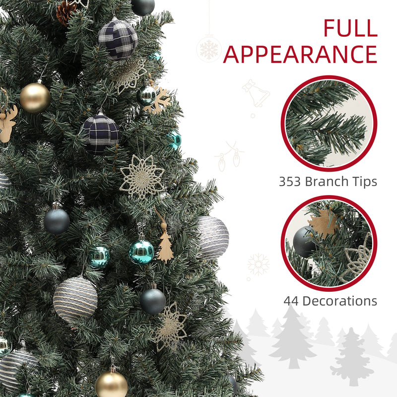 HOMCOM 5ft Artificial Christmas Tree with LED Lights and Blue Decorations