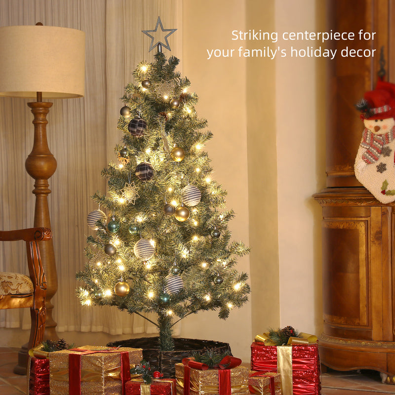 HOMCOM 5ft Artificial Christmas Tree with LED Lights and Blue Decorations