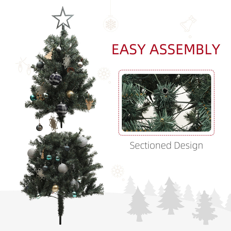 HOMCOM 5ft Artificial Christmas Tree with LED Lights and Blue Decorations