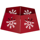 HOMCOM Hexagon Christmas Tree Base Cover With Hollow Snowflake Patterns Red