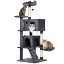 PawHut Cat Tree With Sisal Scratching Posts, Cat Houses, Dark Grey