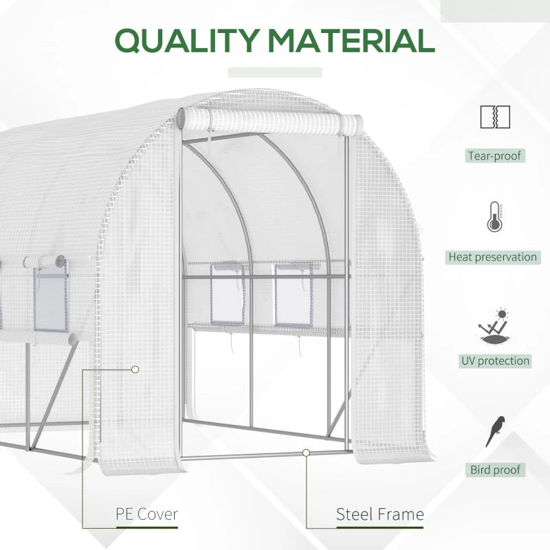 Outsunny Greenhouse Polytunnel 3x2x2m - White