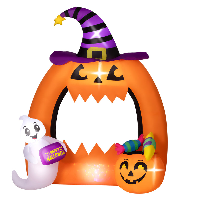 Outsunny 4.9FT Tall Halloween Inflatable Pumpkin Archway w/ Cute Ghost